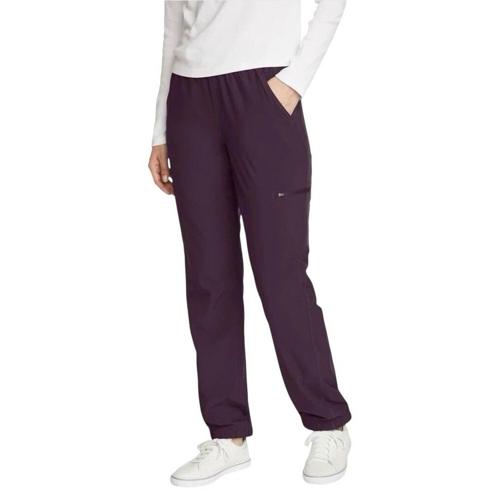 NWT Eddie Bauer Deep Purple Fleece Lined Jogger Pants UPF 50+ Women’s Size 16
